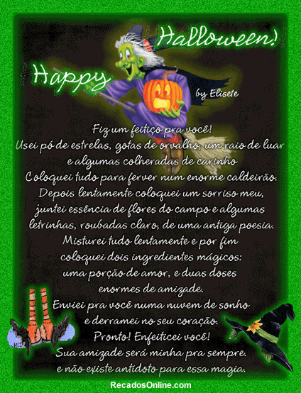 Happy Halloween! Fiz um feitiço para você! Usei pó de...