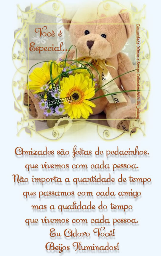 Você é especial... Amizades são feitas de pedacinhos que...