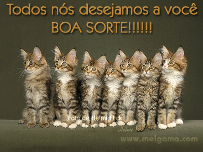 Todos nós desejamos a você Boa Sorte!!!