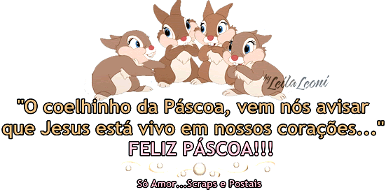 O coelhinho da Páscoa, vem nos avisar que Jesus está vivo em...