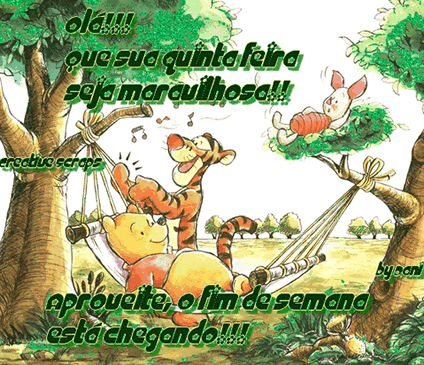 Olá que sua quinta-feira seja maravilhosa! Aproveite, o fim de semana...