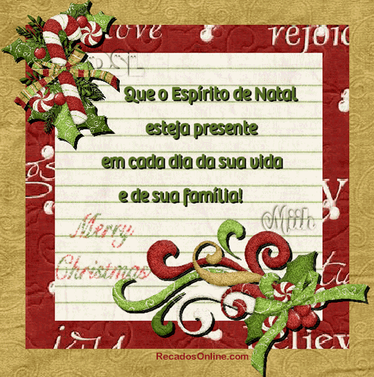 Que o Espírito de Natal esteja presente em cada dia da sua vida e de...