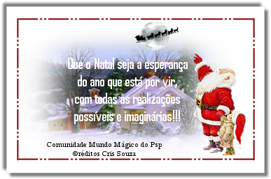 Que o Natal seja a esperança do ano que está por vir, com...