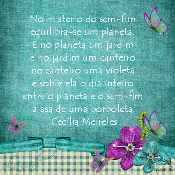 No misterio do sem-fim equilibra-se um planeta. E no planeta um jardim e no...