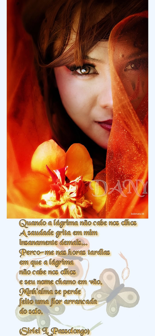 Quando a lágrima não cabe nos olhos A saudade grita em mim...