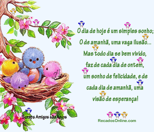 O dia de hoje é um simples sonho; o de amanhã, uma vaga...