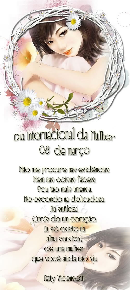 Dia internacional da mulher 08 de março "Não me procure...