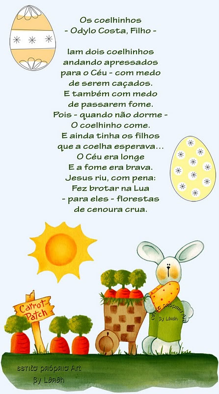 Os Coelhinhos Iam dois coelhinhos andando apressados para o Céu - com...