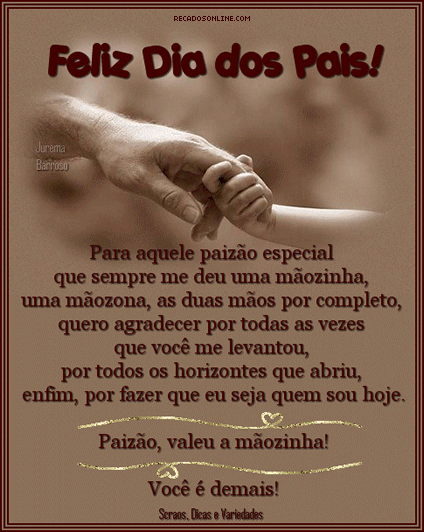 Feliz Dia dos Pais! Para aquele paizão especial que sempre me deu uma...