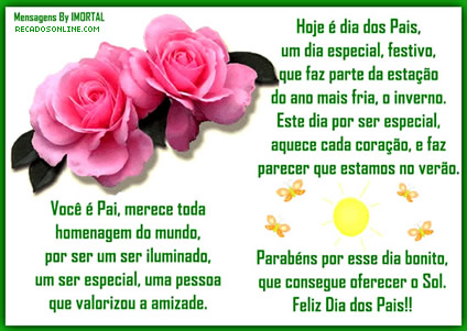 Hoje é Dia dos Pais, um dia especial, festivo, que faz parte da...