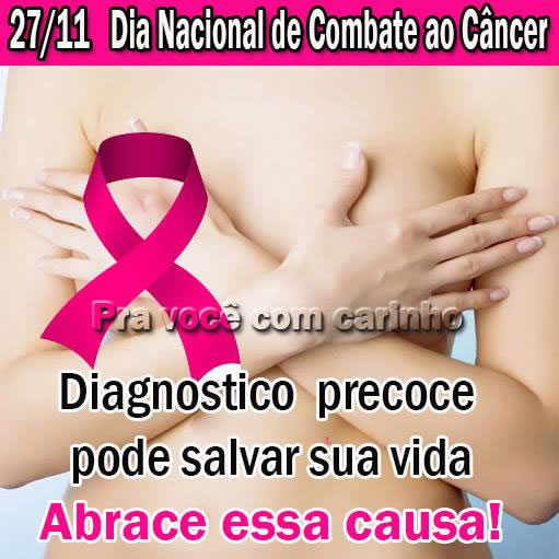 27/11 Dia Nacional de Combate ao Câncer Diagnóstico precoce...
