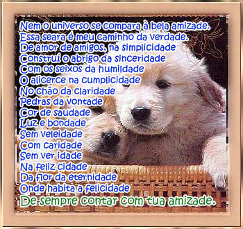 Nem o universo se compara à bela amizade. Essa seara é meu...