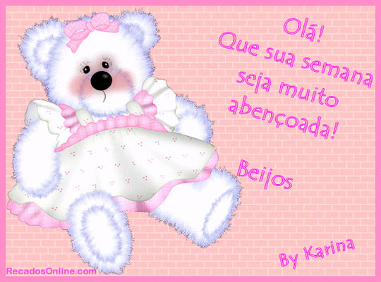 Olá! Que sua semana seja muito abençoada! Beijos