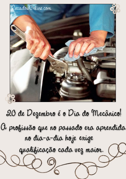 20 de Dezembro é o Dia do Mecânico! A...