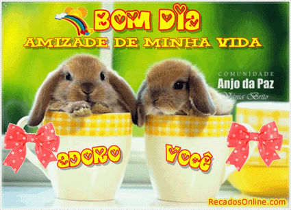 Bom dia, amizade de minha vida. Adoro você.