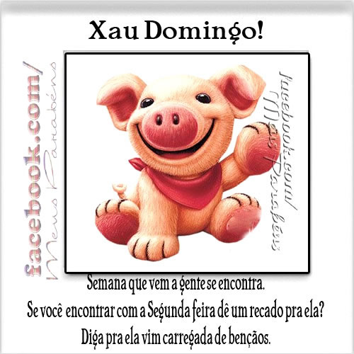 Xau Domingo! Semana que vem a gente se encontra. Se você encontrar com...