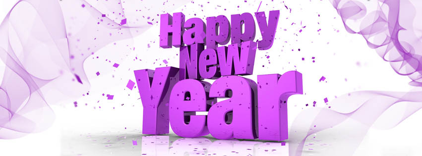 Capa para Facebook de Ano Novo com mensagem de Happy New New