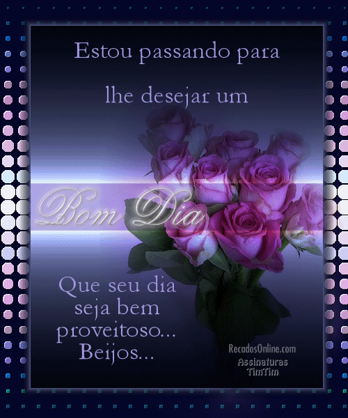 Estou passando para lhe desejar um Bom Dia. Que seu dia seja bem proveitoso...