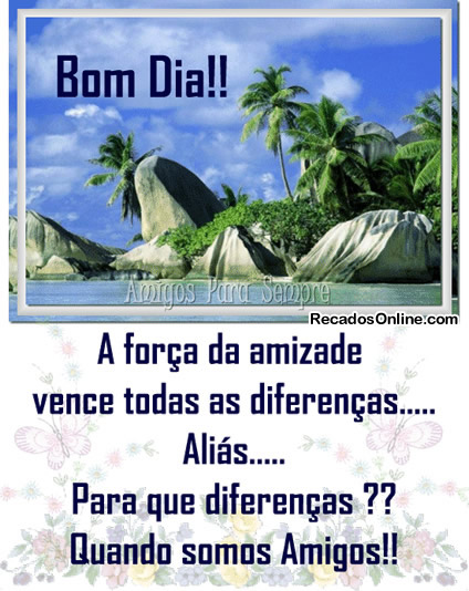 Bom Dia! A força da amizade vence todas as diferenças...