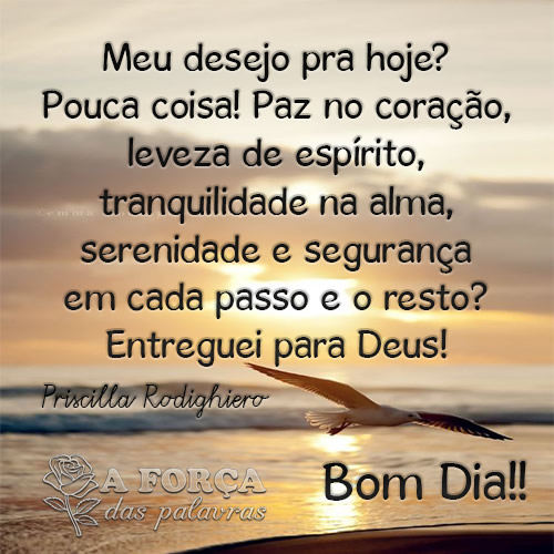 Meu desejo pra hoje? Pouca coisa! Paz no coração, leveza de...