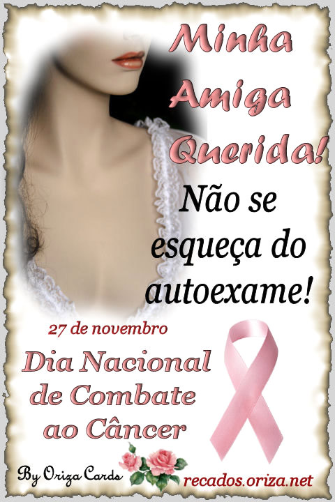 Dia Nacional de Combate ao Câncer 27 de Novembro Minha amiga querida...