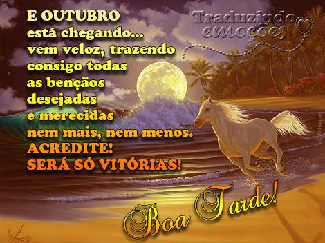 E Outubro está chegando... vem veloz, trazendo consigo todas as...