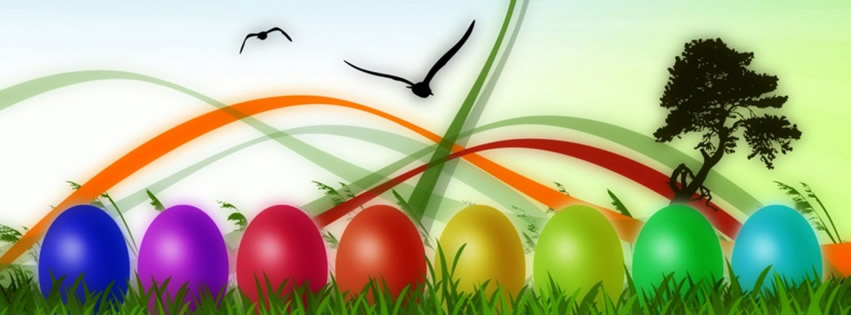 Capa para Facebook de Páscoa com ovos coloridos