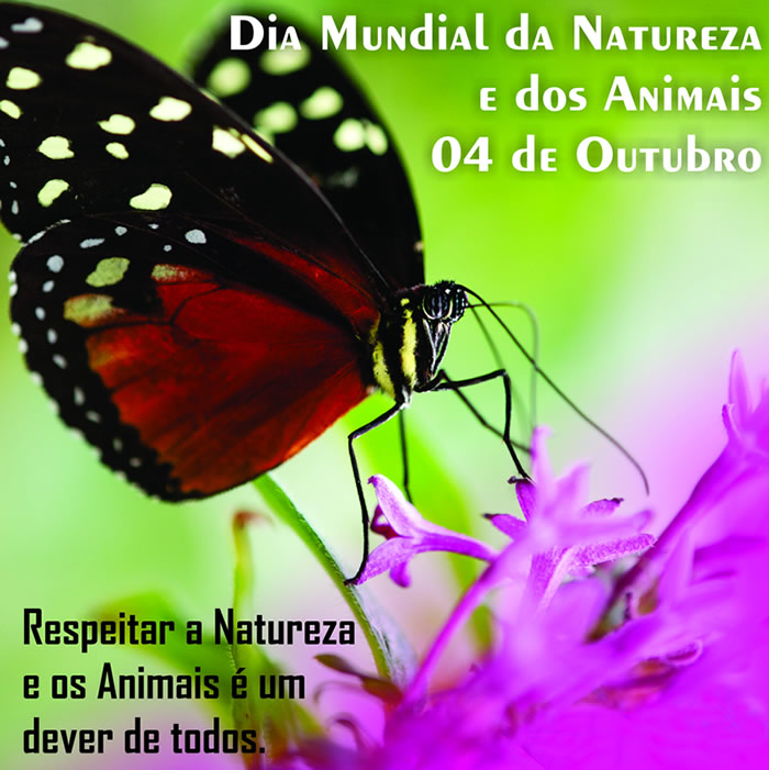 4 de Outubro - Dia Mundial da Natureza e dos Animais Respeitar a Natureza e...