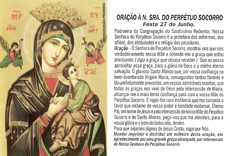 Oração à Nossa Senhora do Perpétuo Socorro...