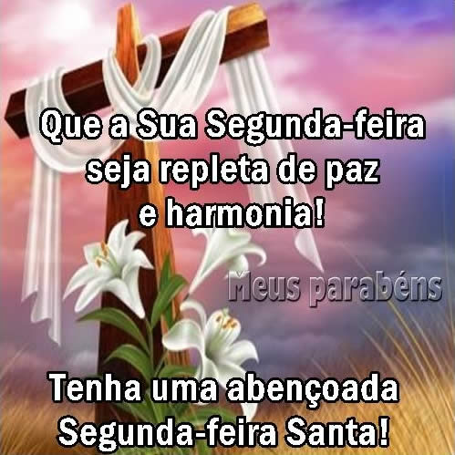 Que a sua Segunda-Feira seja repleta de paz e harmonia! Tenha uma...