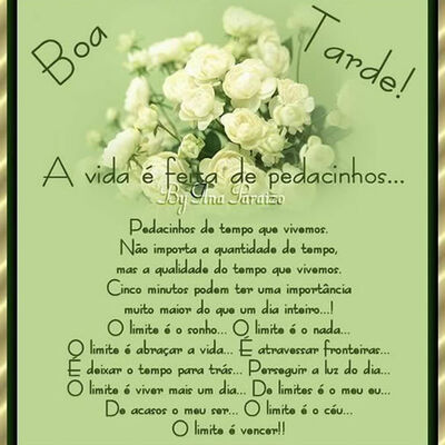 Boa tarde! A vida...